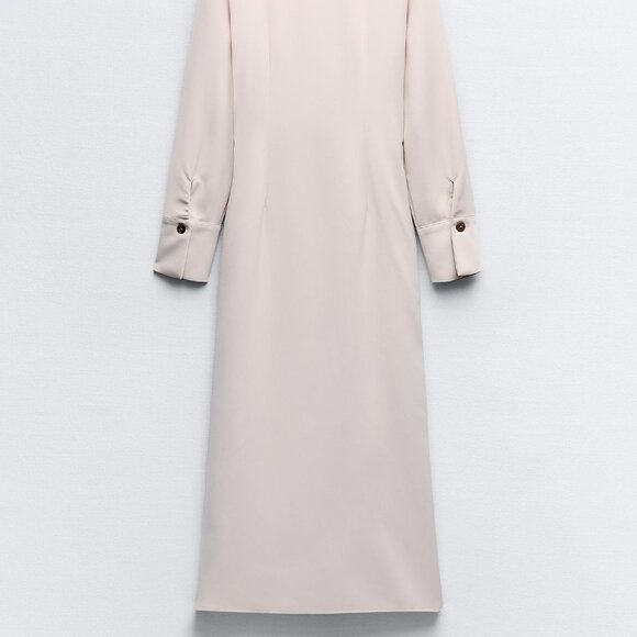 Zara DRAPED WAIST MIDI DRESS - Picture 7 of 9